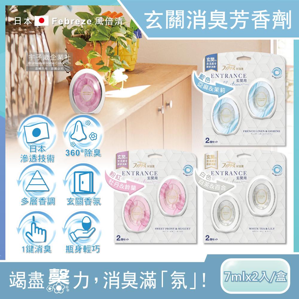 日本Febreze風倍清-玄關專用360°強效消臭防臭香氛W空氣芳香劑7mlx2入/盒✿70D033